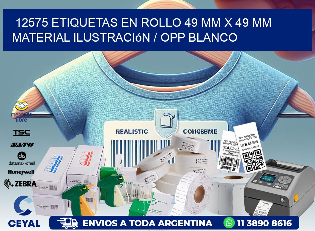 12575 Etiquetas en rollo 49 mm x 49 mm material Ilustración / OPP Blanco