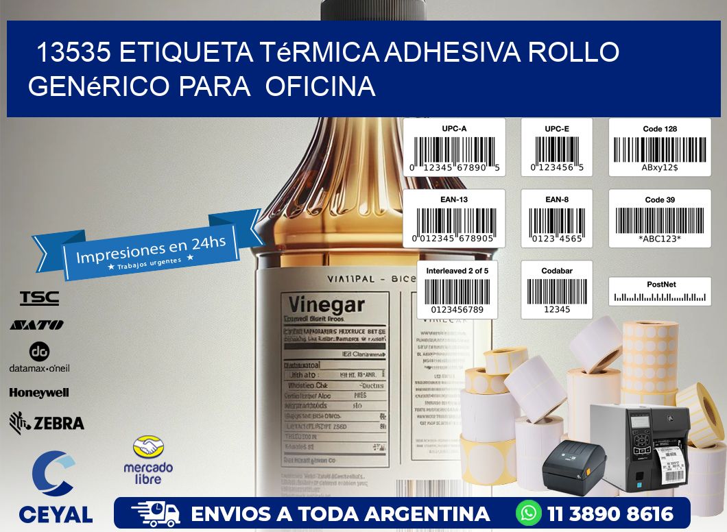 13535 Etiqueta térmica adhesiva Rollo genérico para oficina