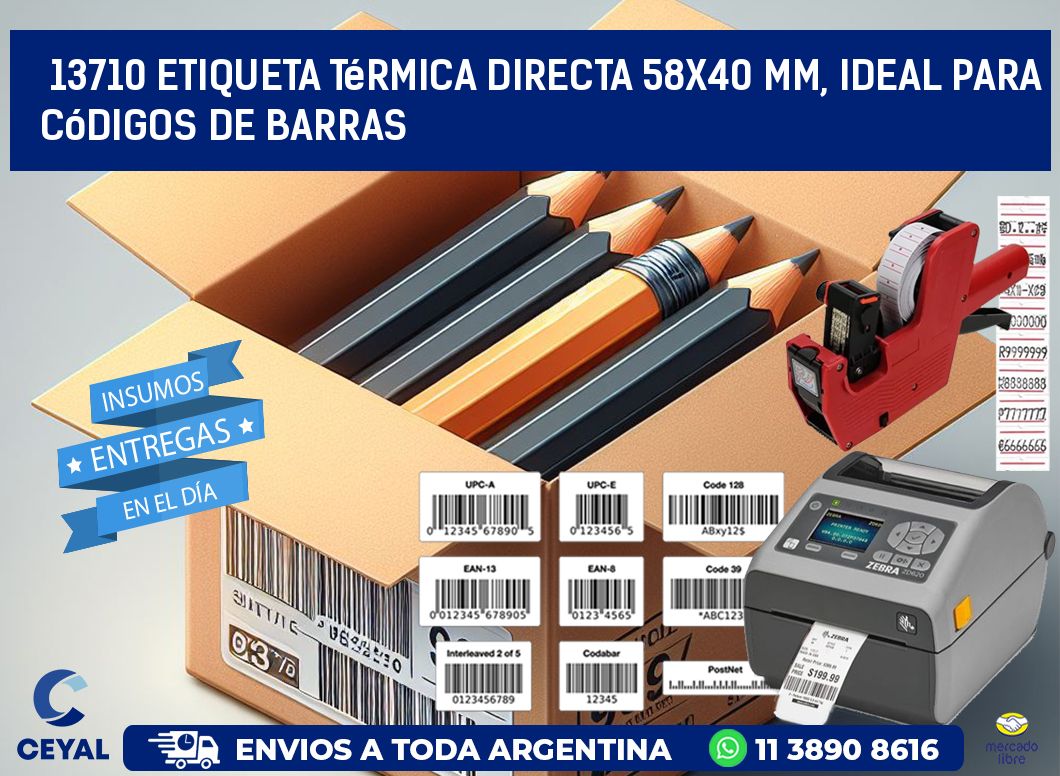 13710 Etiqueta Térmica Directa 58x40 mm, ideal para códigos de barras