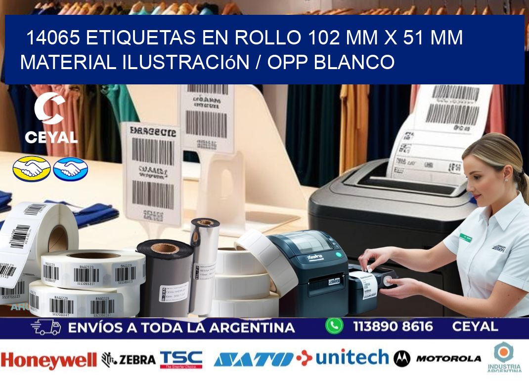 14065 Etiquetas en rollo 102 mm x 51 mm material Ilustración / OPP Blanco