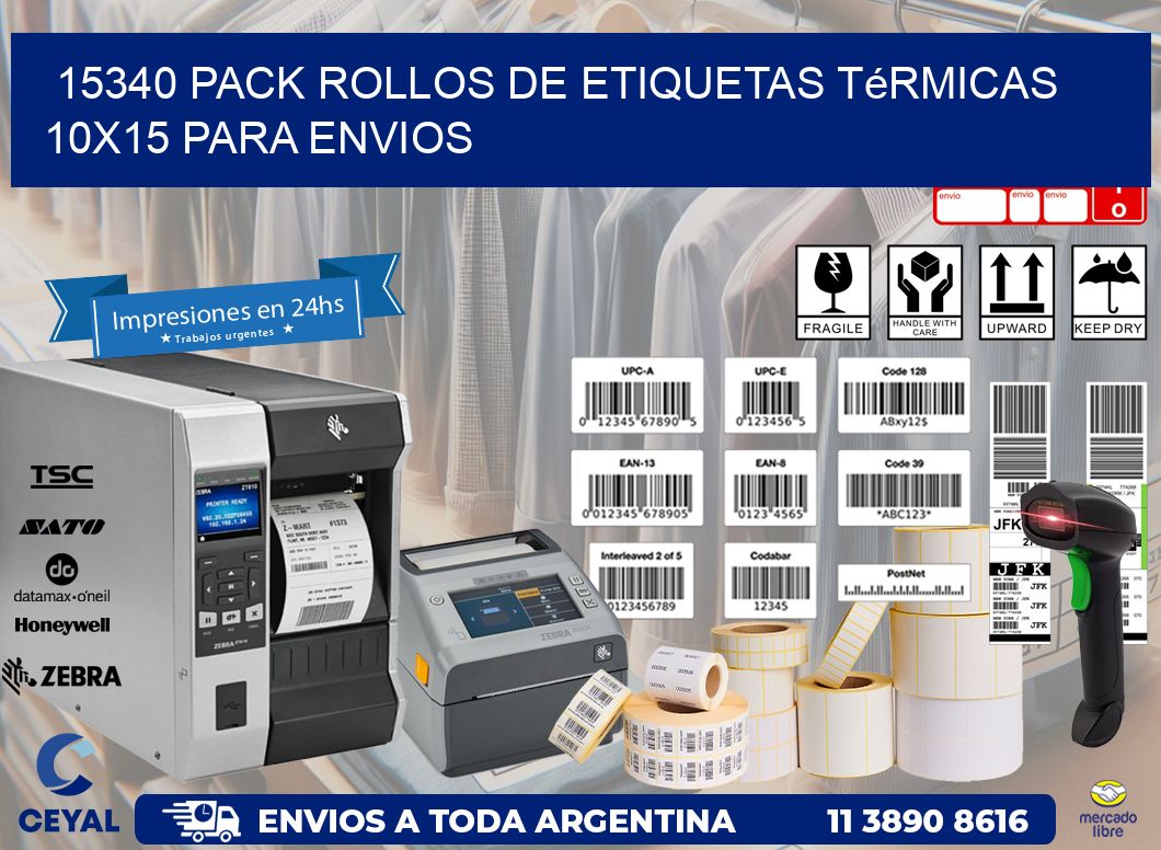 15340 pack rollos de etiquetas térmicas 10x15 para Envios