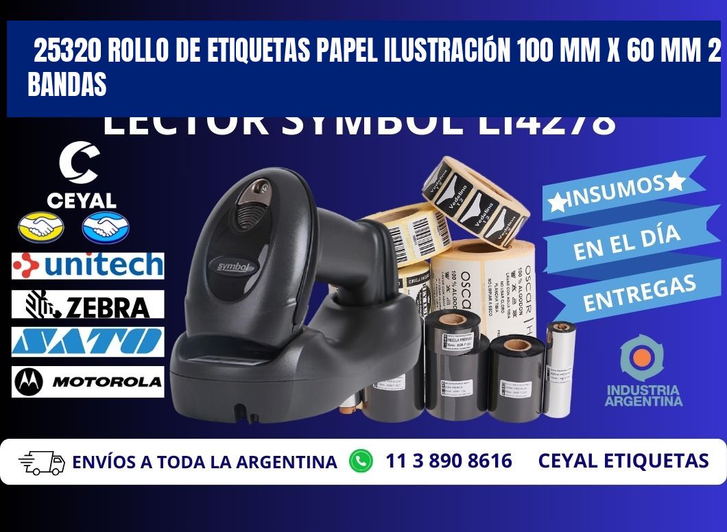 25320 Rollo de Etiquetas Papel Ilustración 100 mm x 60 mm 2 Bandas
