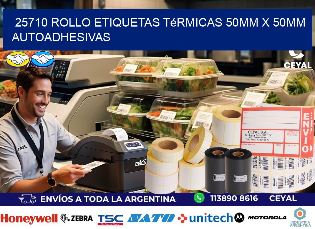 25710 Rollo Etiquetas Térmicas 50mm X 50mm Autoadhesivas