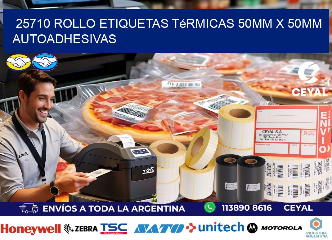 25710 Rollo Etiquetas Térmicas 50mm X 50mm Autoadhesivas