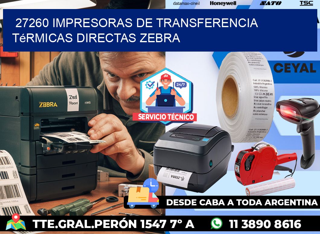 27260 impresoras de Transferencia térmicas directas zebra