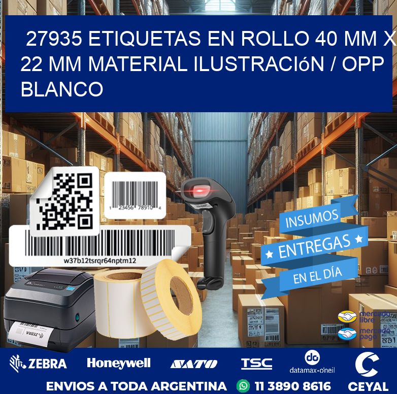 27935 Etiquetas en rollo 40 mm x 22 mm material Ilustración / OPP Blanco