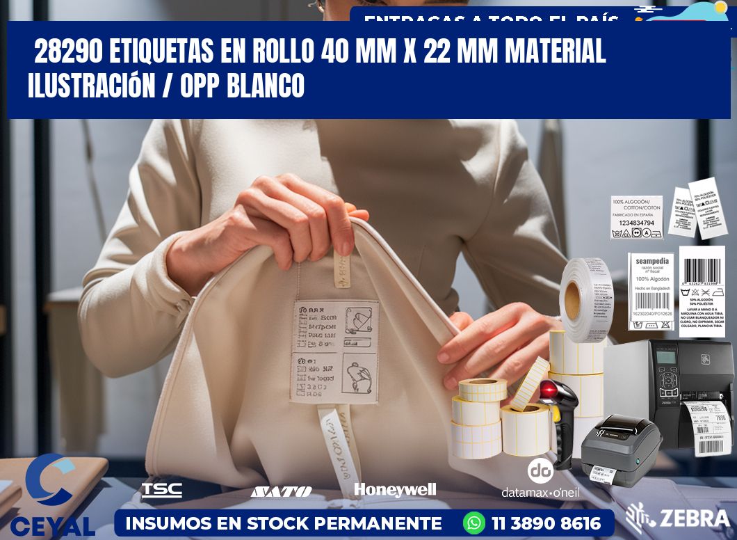 28290 Etiquetas en rollo 40 mm x 22 mm material Ilustración / OPP Blanco