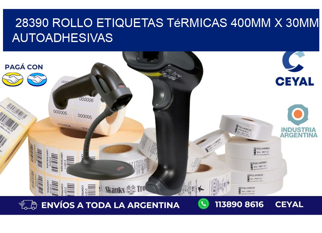28390 Rollo Etiquetas Térmicas 400mm X 30mm Autoadhesivas