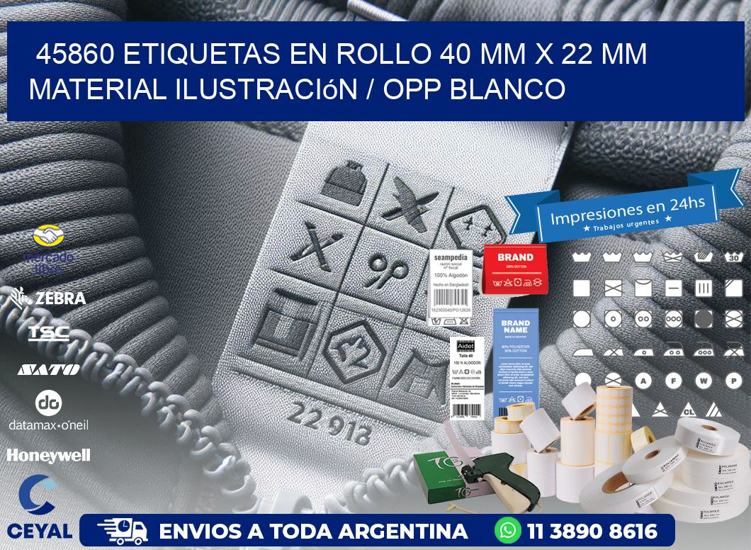 45860 Etiquetas en rollo 40 mm x 22 mm material Ilustración / OPP Blanco