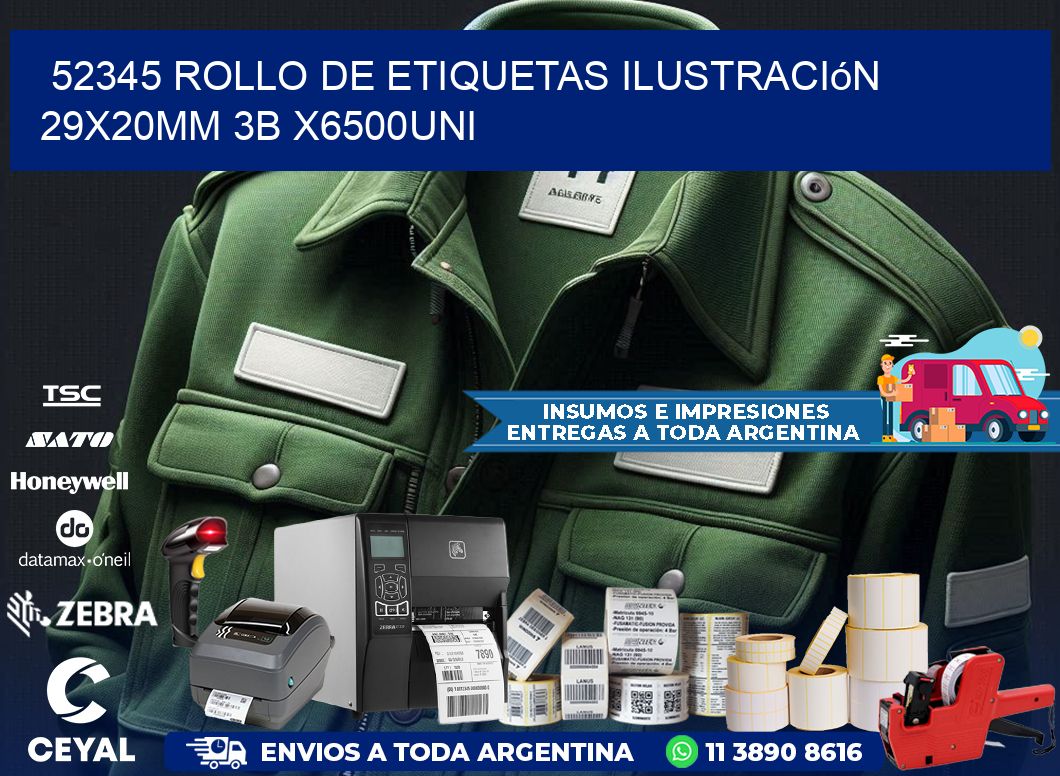 52345 Rollo De Etiquetas Ilustración 29x20mm 3b X6500uni