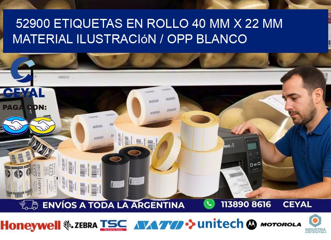 52900 Etiquetas en rollo 40 mm x 22 mm material Ilustración / OPP Blanco