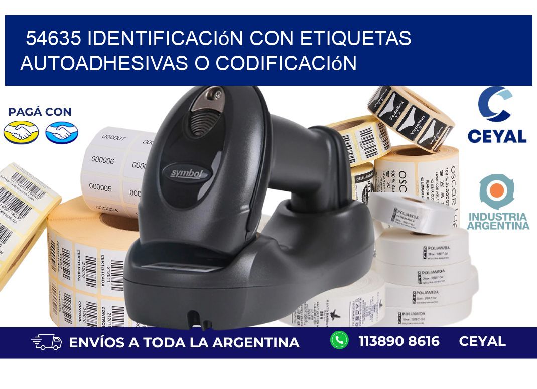 54635 identificación con etiquetas autoadhesivas o codificación