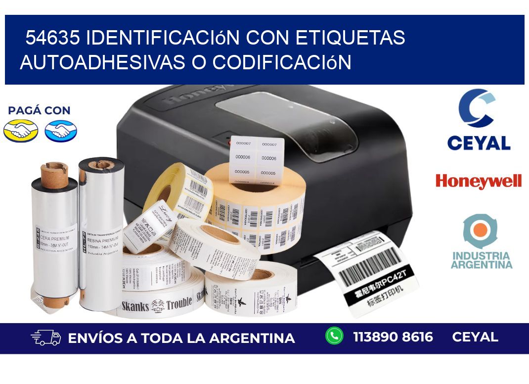 54635 identificación con etiquetas autoadhesivas o codificación