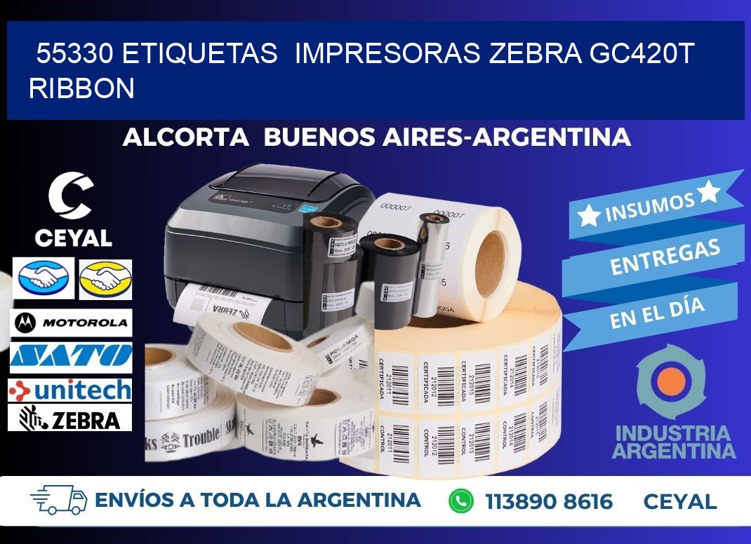 55330 etiquetas  impresoras zebra gc420t ribbon