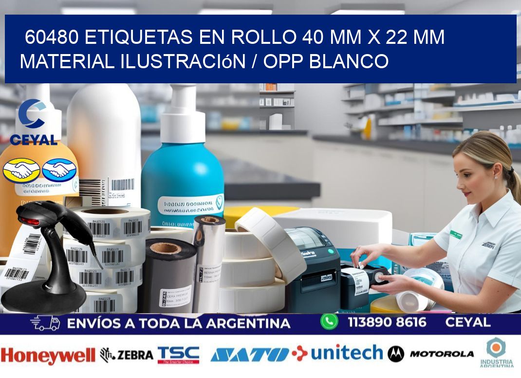 60480 Etiquetas en rollo 40 mm x 22 mm material Ilustración / OPP Blanco