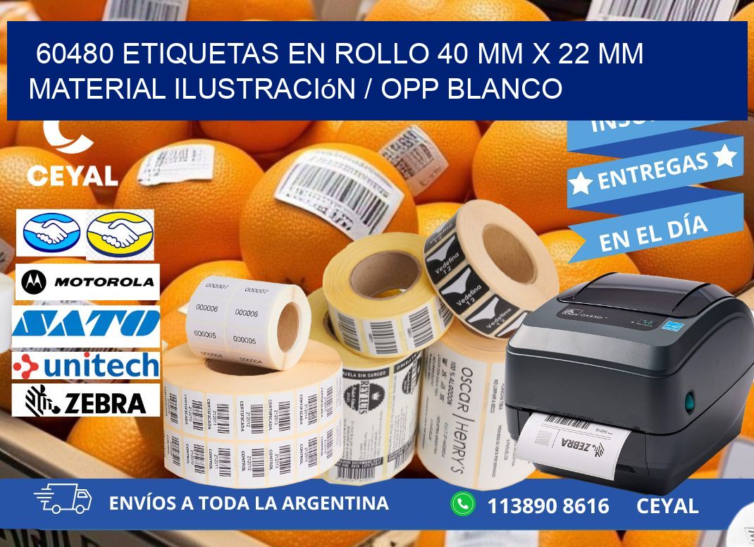 60480 Etiquetas en rollo 40 mm x 22 mm material Ilustración / OPP Blanco