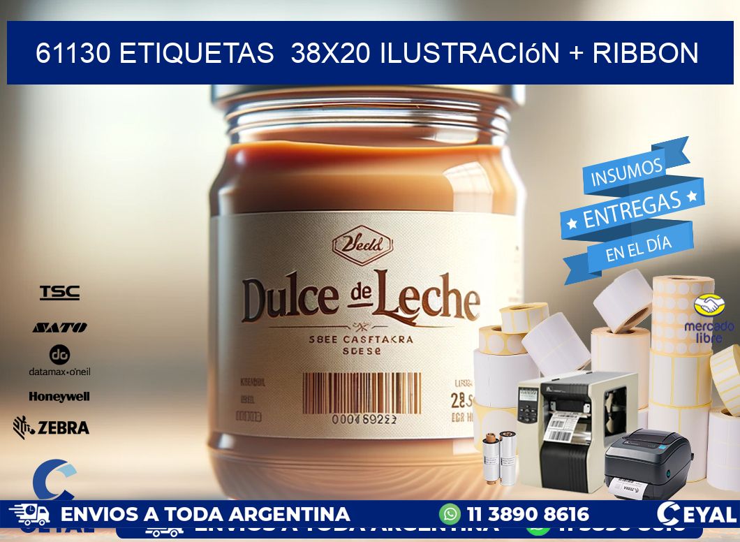 61130 etiquetas 38x20 ilustración + ribbon
