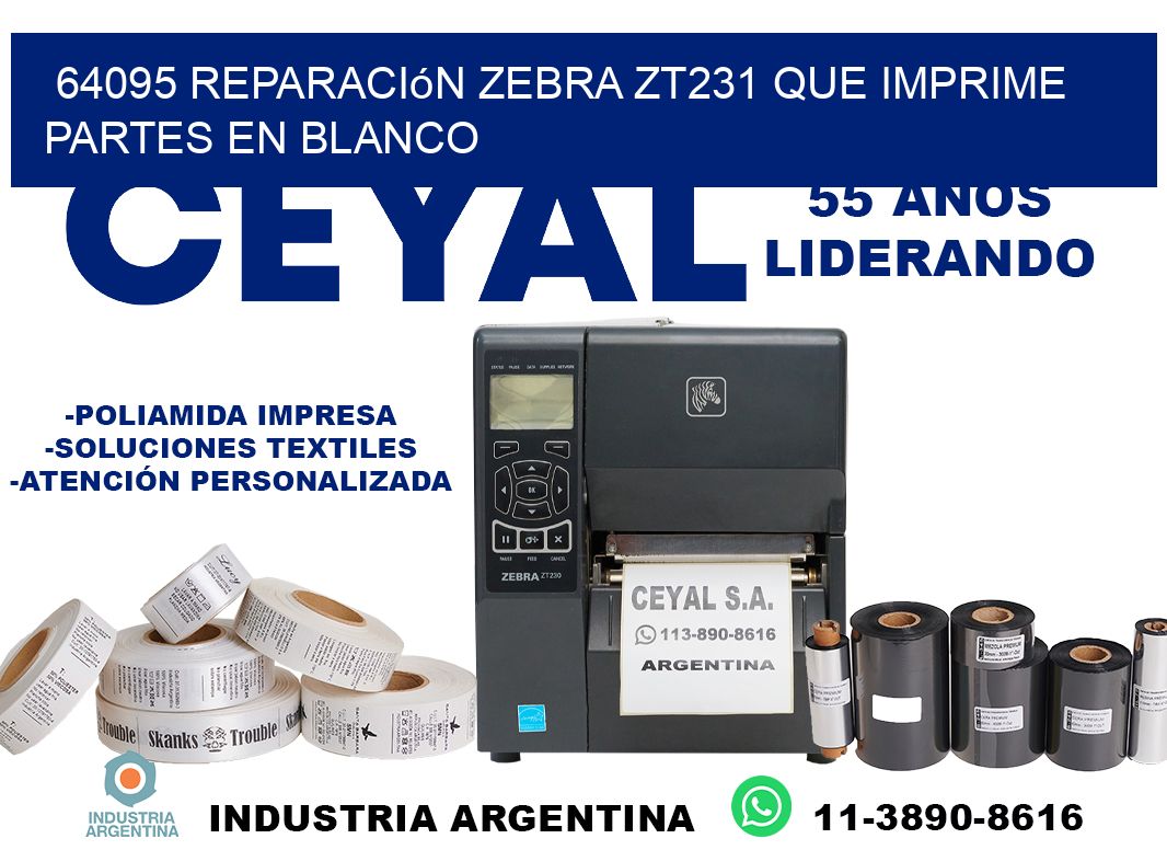64095 reparación zebra zt231 que imprime partes en blanco