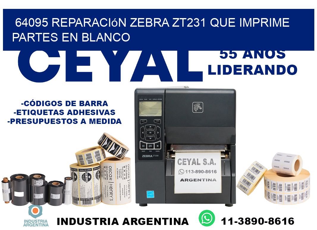 64095 reparación zebra zt231 que imprime partes en blanco
