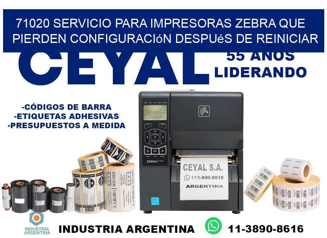 71020 servicio para impresoras zebra que pierden configuración después de reiniciar