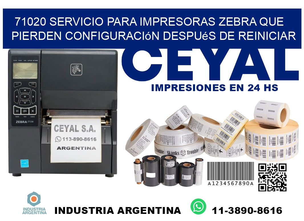 71020 servicio para impresoras zebra que pierden configuración después de reiniciar