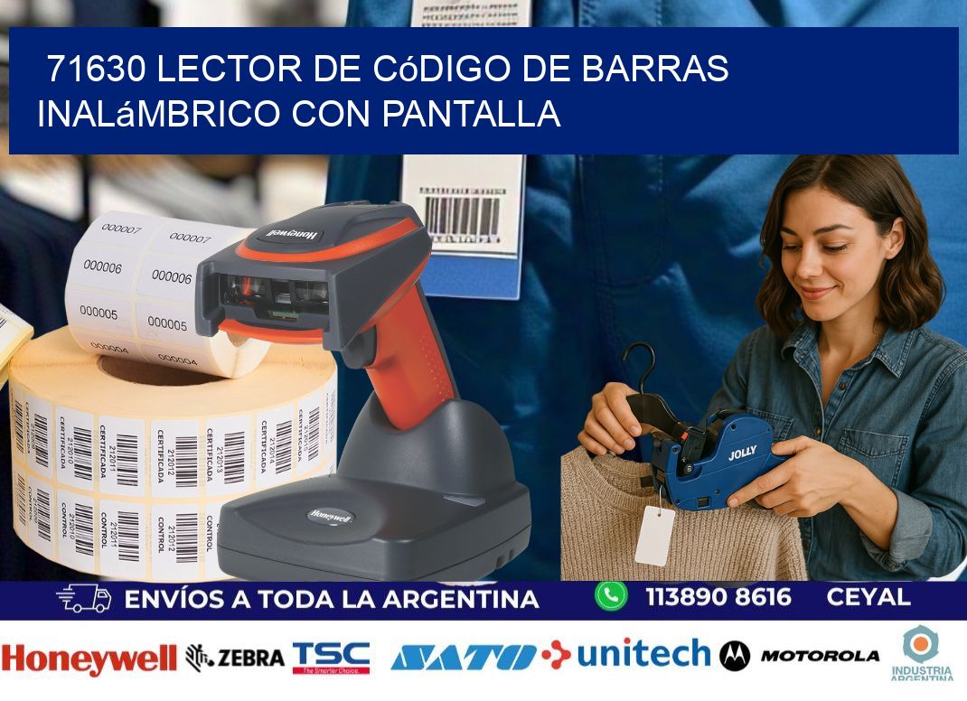 71630 Lector de código de barras inalámbrico con Pantalla