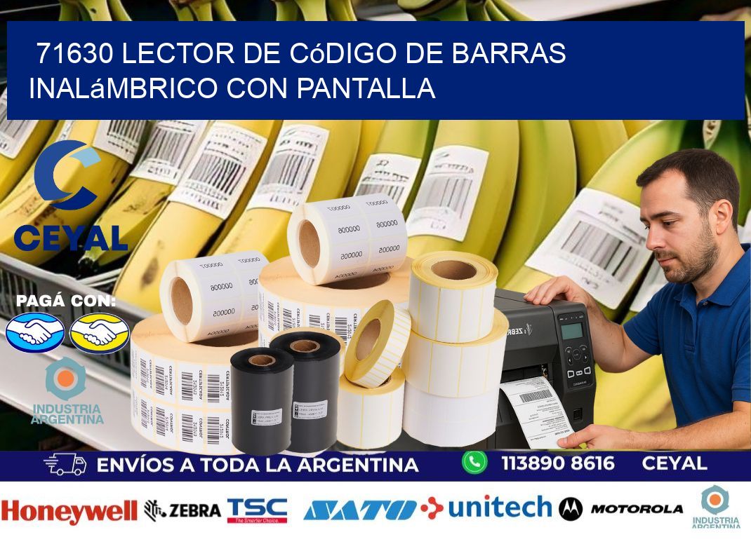 71630 Lector de código de barras inalámbrico con Pantalla