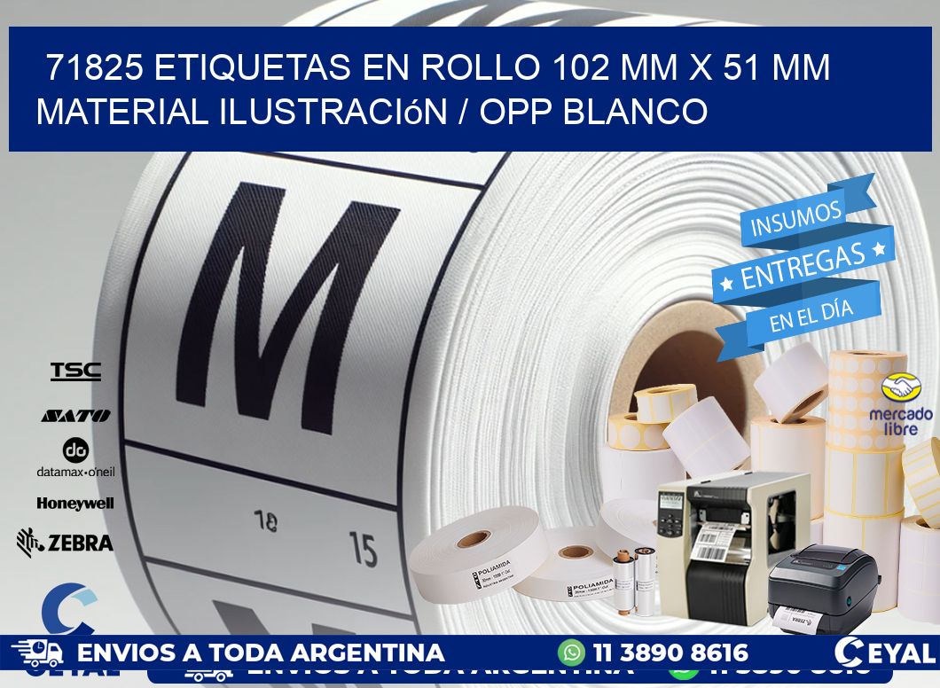 71825 Etiquetas en rollo 102 mm x 51 mm material Ilustración / OPP Blanco
