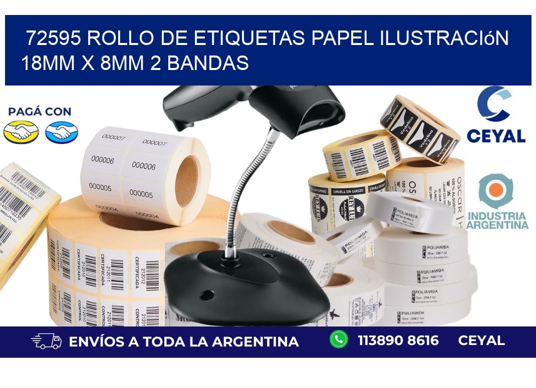 72595 Rollo de Etiquetas Papel Ilustración 18mm x 8mm 2 Bandas