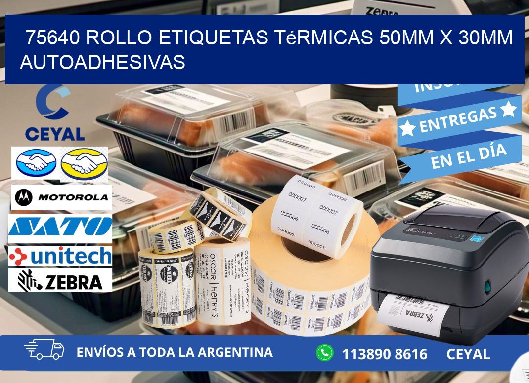 75640 Rollo Etiquetas Térmicas 50mm X 30mm Autoadhesivas