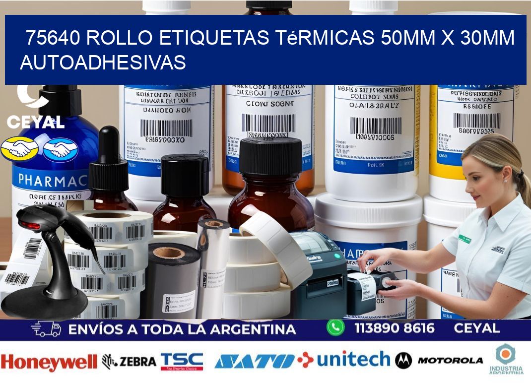 75640 Rollo Etiquetas Térmicas 50mm X 30mm Autoadhesivas