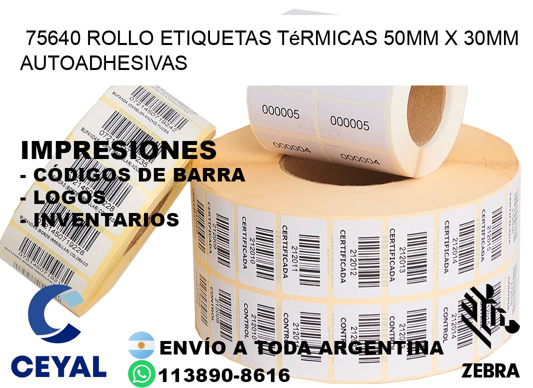 75640 Rollo Etiquetas Térmicas 50mm X 30mm Autoadhesivas
