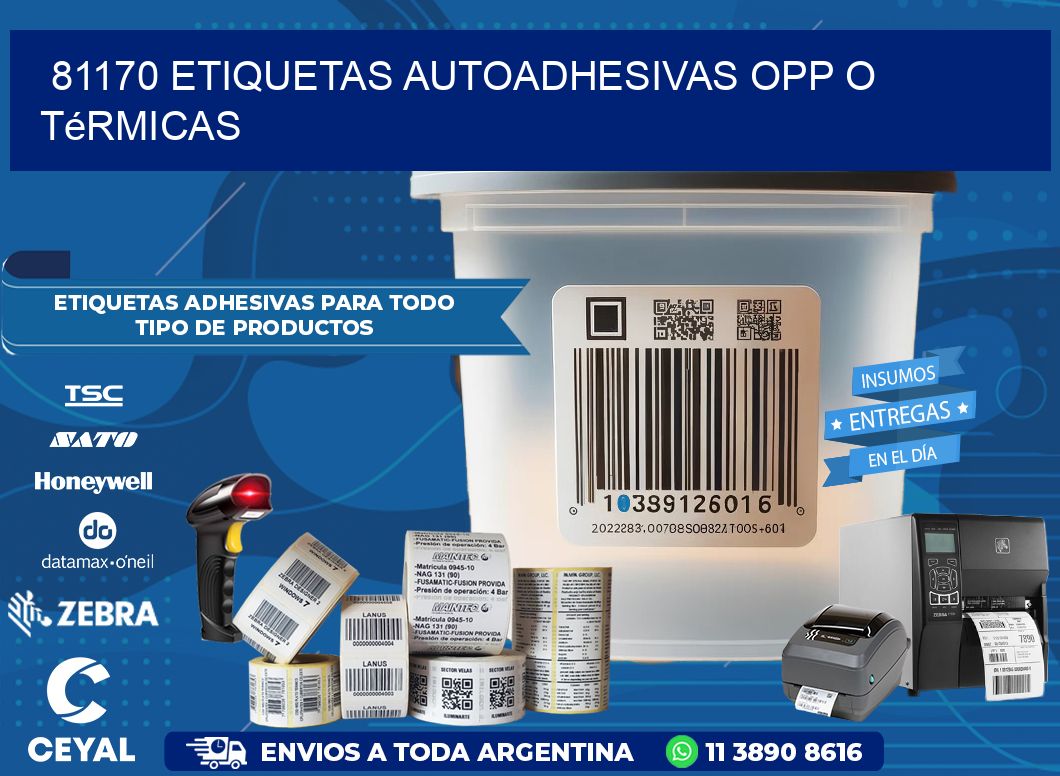 81170 etiquetas autoadhesivas opp o térmicas