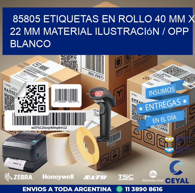 85805 Etiquetas en rollo 40 mm x 22 mm material Ilustración / OPP Blanco