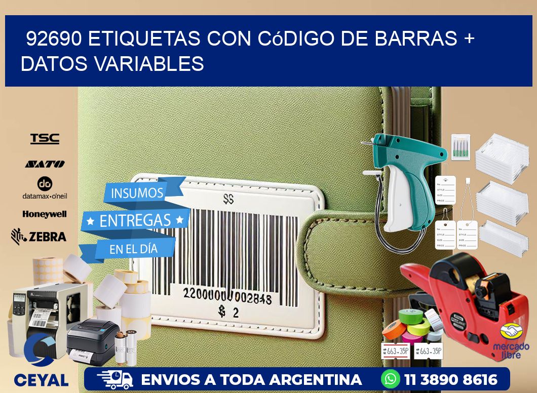 92690 etiquetas con código de barras + datos variables