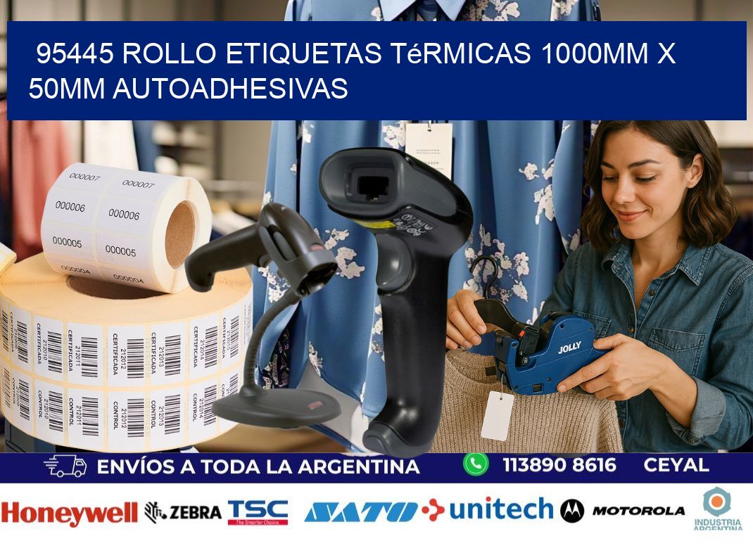 95445 Rollo Etiquetas Térmicas 1000mm X 50mm Autoadhesivas