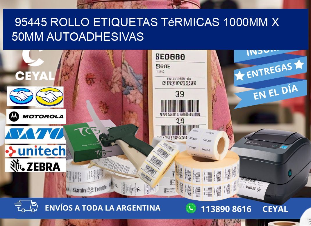 95445 Rollo Etiquetas Térmicas 1000mm X 50mm Autoadhesivas