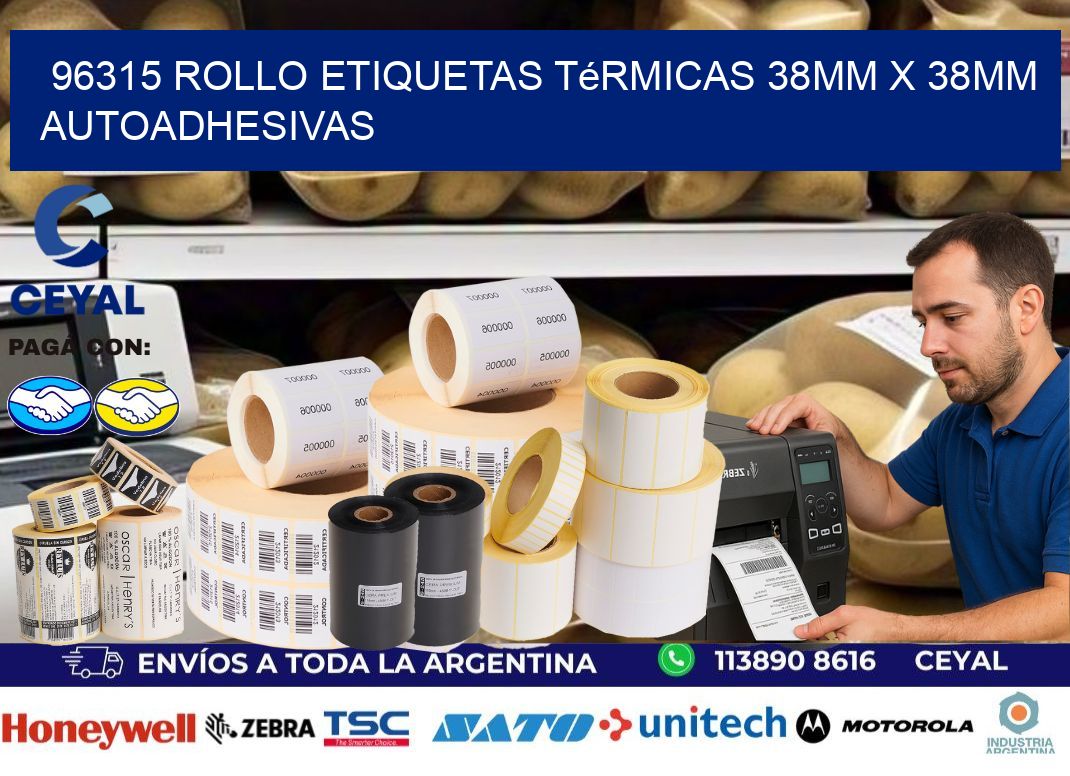 96315 Rollo Etiquetas Térmicas 38mm X 38mm Autoadhesivas