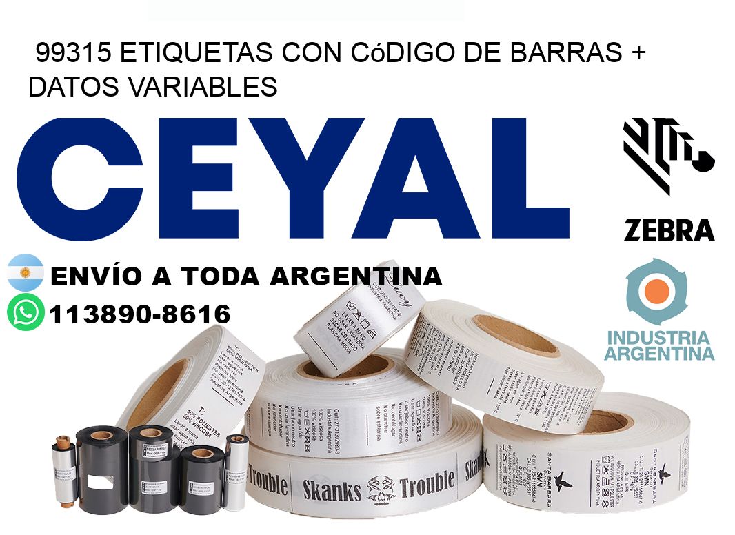 99315 etiquetas con código de barras + datos variables