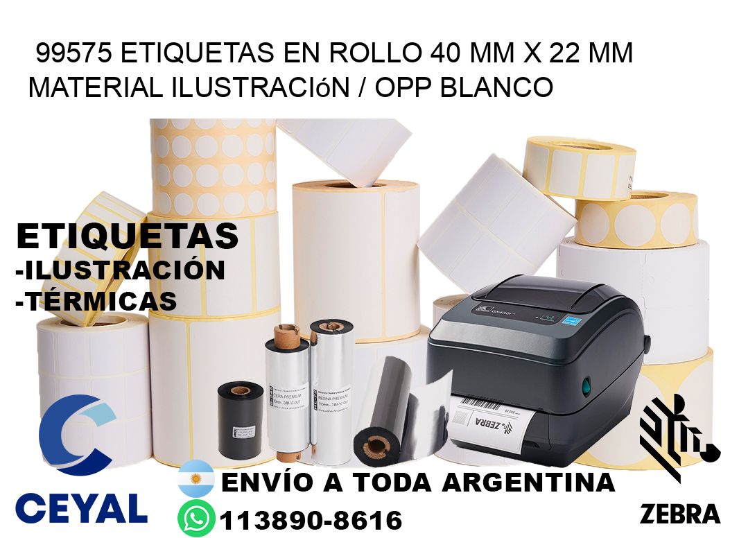 99575 Etiquetas en rollo 40 mm x 22 mm material Ilustración / OPP Blanco