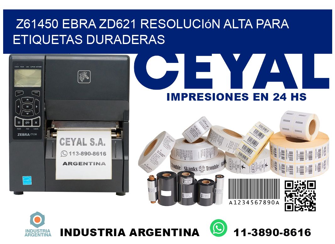 Z61450 ebra ZD621 resolución alta para etiquetas duraderas