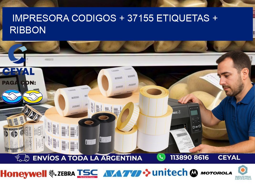 impresora codigos + 37155 etiquetas + ribbon