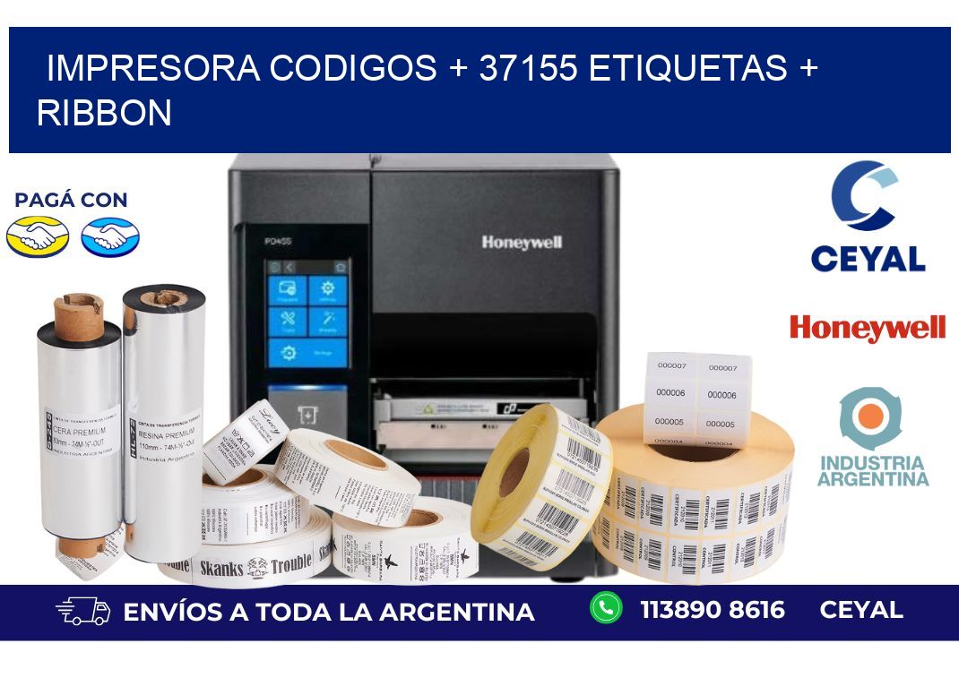 impresora codigos + 37155 etiquetas + ribbon