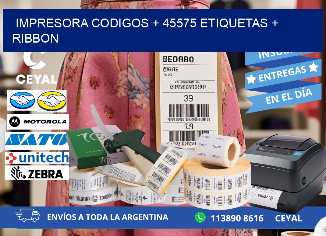 impresora codigos + 45575 etiquetas + ribbon