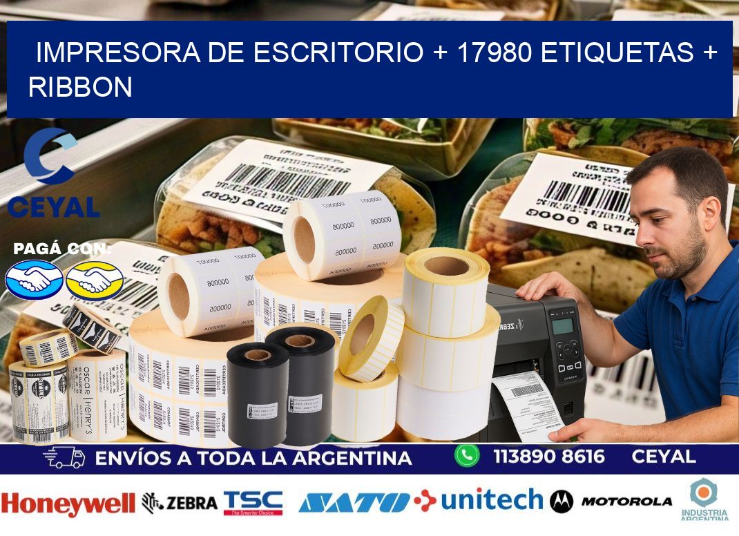 impresora de escritorio + 17980 etiquetas + ribbon