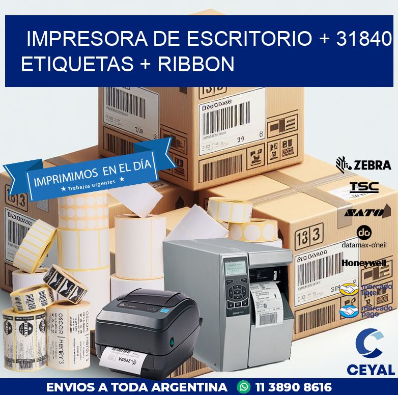 impresora de escritorio + 31840 etiquetas + ribbon