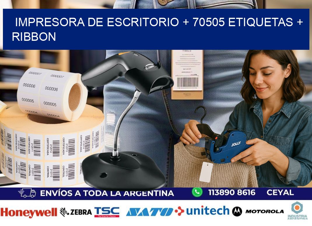 impresora de escritorio + 70505 etiquetas + ribbon