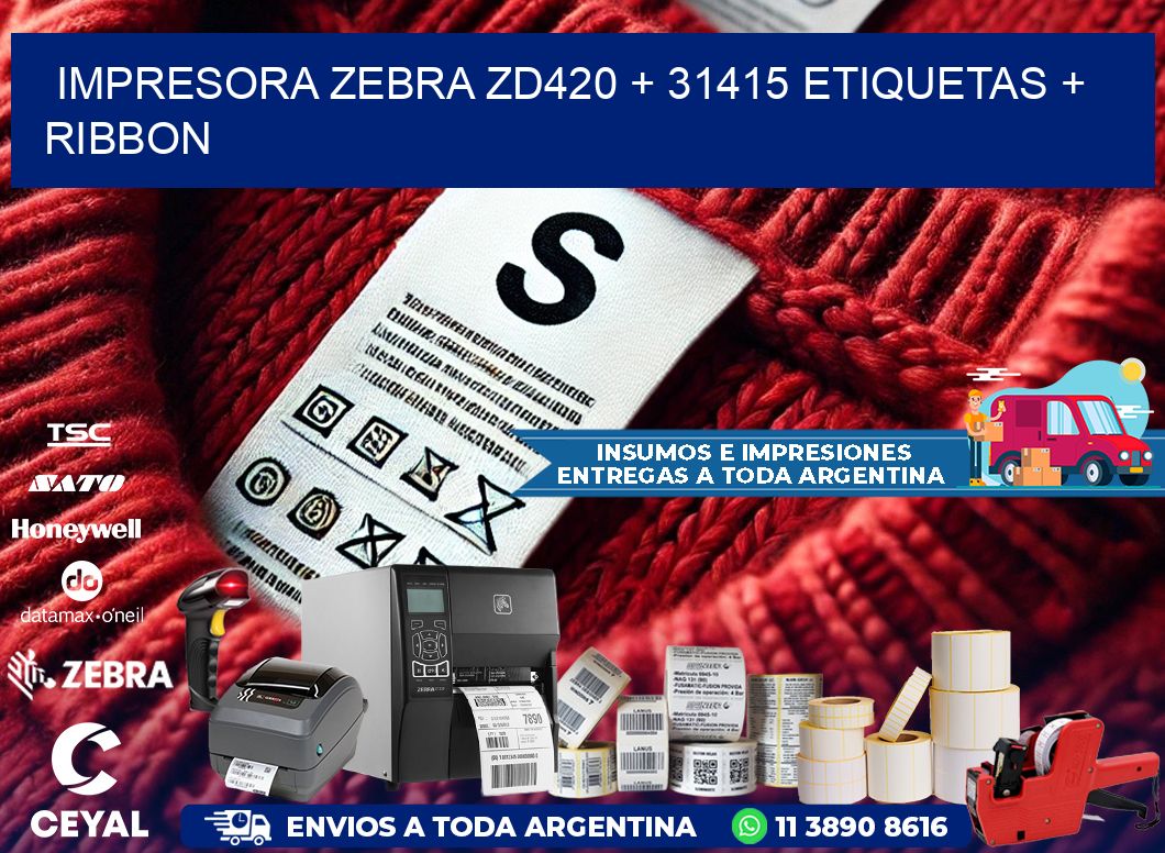 impresora zebra zd420 + 31415 etiquetas + ribbon