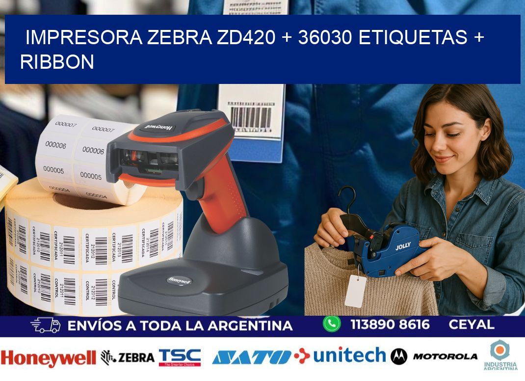 impresora zebra zd420 + 36030 etiquetas + ribbon