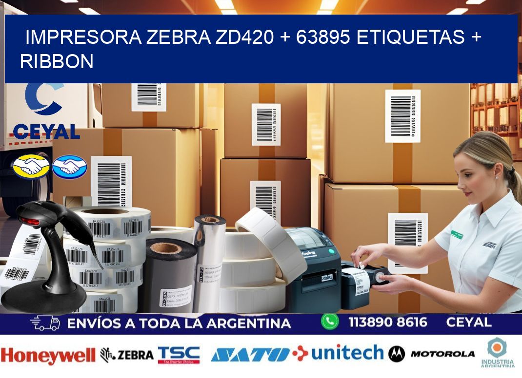 impresora zebra zd420 + 63895 etiquetas + ribbon